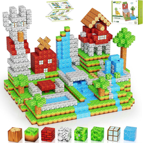 HOTERA Magnetic Blocks 103PCS 1 inch Magnetic Building Blocks, Magnet Tiles Stacking Cubes