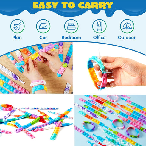 25 Pack 4-8,8-12 JOYIN Pop Fidget Toys pops Bulk Party Favors for Kids Year, Fidget Bracelets Sensory Toys for Birthday