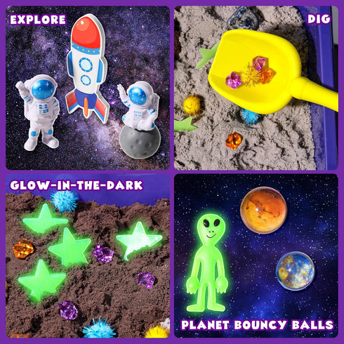 5 Set 3 4 5 6 Galaxy Sensory bin, Gemstone Dig Kit,Galaxy Excavation Gem Kit with Real Gemstones for Kids,Space Planet