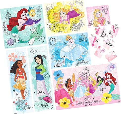 Disney Princess 7 Wood Puzzles Jigsaw Bundle: 12-Piece, 16-Piece, 24-Piece for Kids Ages 4 and Up