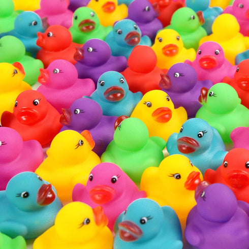 54-Pack Mini Colorful Rubber Ducks Set, Bath Toy for Kids, Float & Squeak Pool Toy Party Favors
