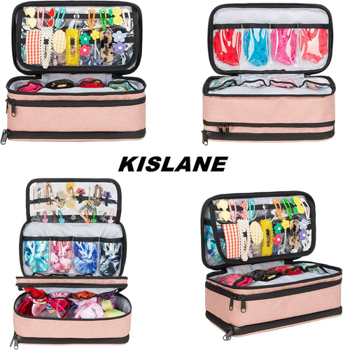 KISLANE Baby Girl Hair Accessories Storage Bag, Soft Headbands Holder, Barrette, Bows, Hair Ties, Pins, Clips Storage