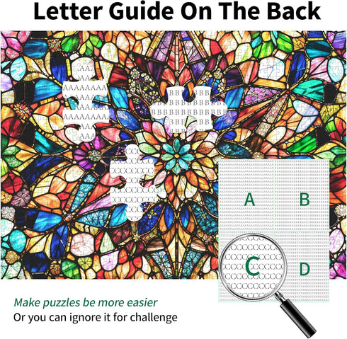 1000 1000 1:1 Impossible Jigsaw Puzzles for Adults Pieces-Stained Glass Puzzles Floral Hard Challenging Puzzles