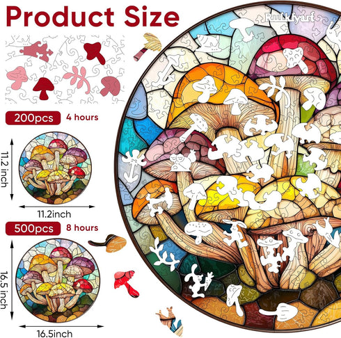500 (16.5" *16.5") Ruikiyart Piece Puzzles for Adults,Mushroom Wooden Puzzles, Plant Unique Shaped Jigsaw Puzzle Puzzle