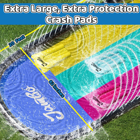 JAMBO 20Ft XL Premium 3 Lane Slip Splash and Slide with 3 Bodyboards, Heavy Duty Water Slide for Kids