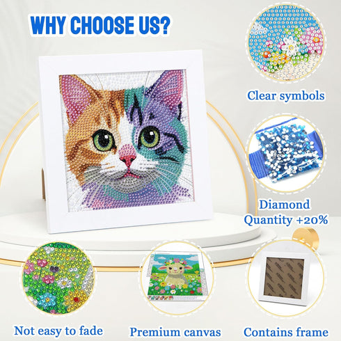 (7 Leixonl Diamond Art Kits for Kids with Framed in) Cartoon Animals DIY Gem Art Painting - Arts & Crafts Gifts