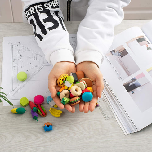 Mr. Pen Mini Food Erasers for Kids - 30 pcs, 3D Non-Toxic & Safe for Children, No Smudge