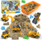 YIDESTARS Construction Sandbox with Lid - 4 Vehicles with 1 Conveyor, 8 Castle