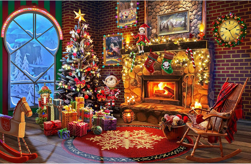 Lavievert Wooden Jigsaw Puzzles 1000 Piece - Christmas Puzzles for Adults and Kids, Fireplace, Christmas Tree, Stockings