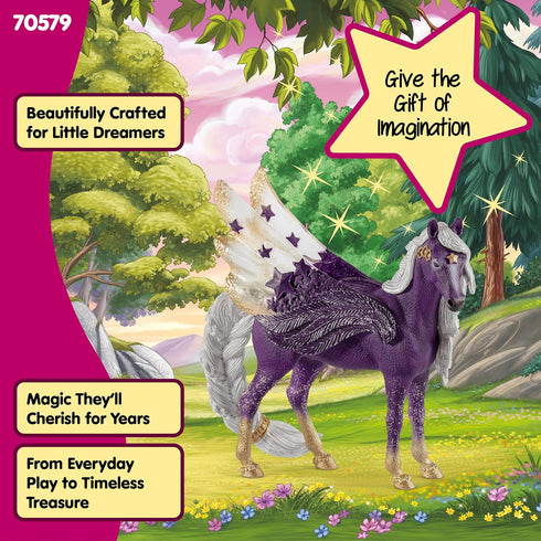 7 5+ 70579 Schleich Bayala - Star Pegasus Figurine with Starry Wings - Magical Winged Horse Toy with Glitter Body