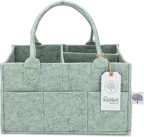 Parker Baby Diaper Caddy and Nursery Storage Bin - Removable Organizer Insert, Multi-Purpose Baby Essentials, Sage Green