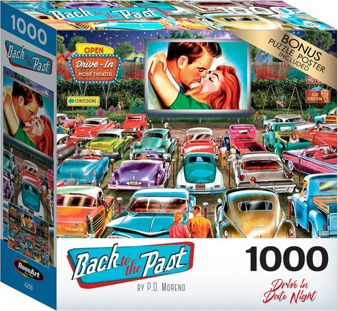 RoseArt - Back to The Past - Drive in Date Night, 1000 Piece Jigsaw Puzzle for Adults