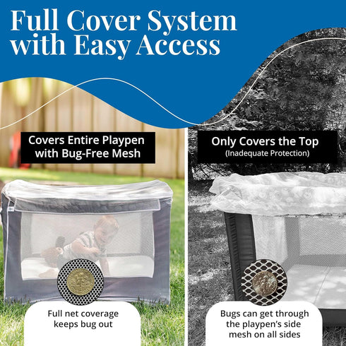 Pack n Play Cover with Zippers Adaptable Premium Quality Mosquito Net for Stroller, Jogging Stroller, Playpen