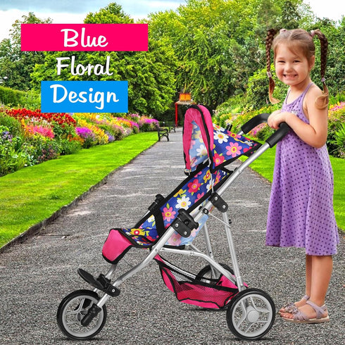 fash n kolor Baby Doll Stroller Gift for Kids, Toy Doll Stroller with Adjustable Canopy & Storage Basket Push Pram Baby