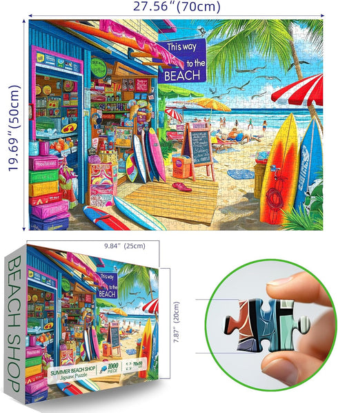 1000 Summer 1000 (27.5"x19.6") Beach Shop Puzzles for Adults Pieces Surf Shack Puzzle for Adults Jigsaw Puzzles Pieces