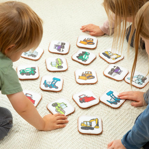 1+ Felt Construction Matching Game for Toddlers Truck Memory Game & Flash Cards Soft and Safe for Ages Montessori