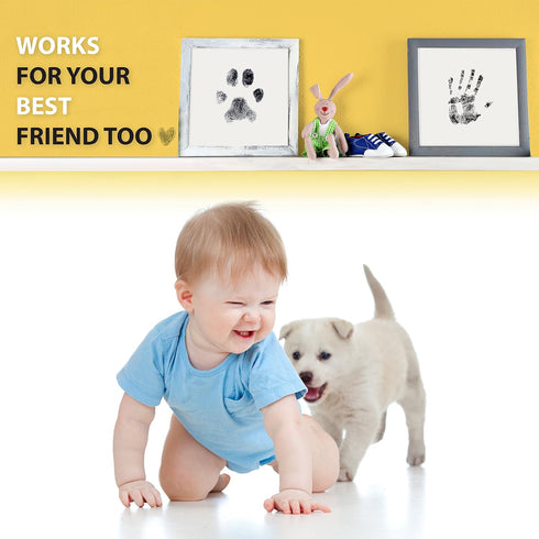 Extra Large Clean Touch Ink Pad for Baby Handprints & Footprints - Inkless Infant Stamp, Safe for Babies, Black
