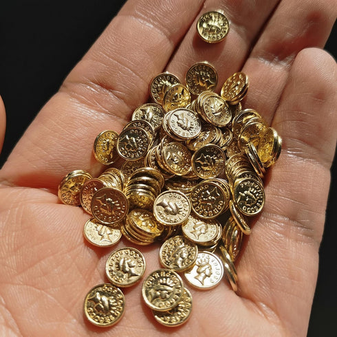 Set, 100 Vintage Miniature Gold Bars Pieces Dollhouse Treasure Chest Collection, Metallic Gold Finish, Display