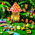 Poen 8'' Solar Light up Fairy House Garden 6-8 Fairy Figures Garden Accessories