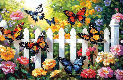 500 23x15 Inches MINIWAN Piece Puzzles for Adults - Vibrant Butterfly Garden Jigsaw Puzzle, with Unique Irregular