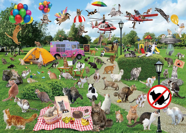Park Cat Puzzle - 1000 Piece Puzzle for Adults - Kitty Pooping Puzzle as Funny Prank