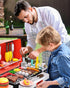 STACTCUTE 60pcs Playset Set 4-8, 4 5 6 7 8 Kids BBQ Grill Kitchen with Sound & Smoke, Play Toy Grill for Kids Ages