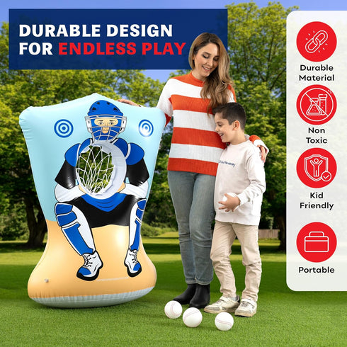 3 4 Preferred Toys Inflatable Baseball Pitching Target for Kids and Above - Double-Sided Throwing Toss Game with Soft