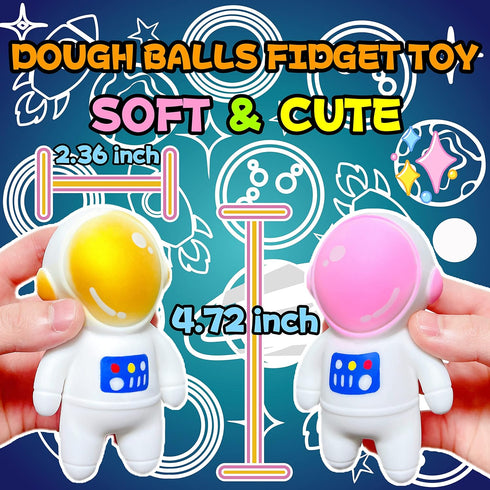 Kawaite 2 Pack Astronauts Squishy Stress Ball Squeeze Fidget Toys for Kids and Adults - Gold and Pink Astronauts