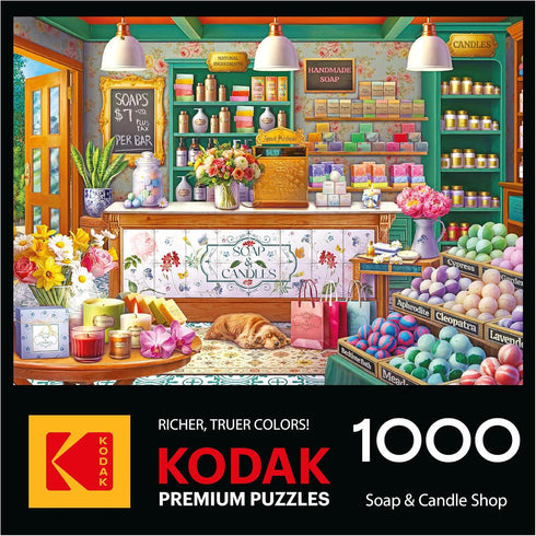 1000 Cozy 26.625 19.25 Inches RoseArt - Kodak Premium - Piece Jigsaw Puzzle for Adults Soap & Candle Shop Boutique