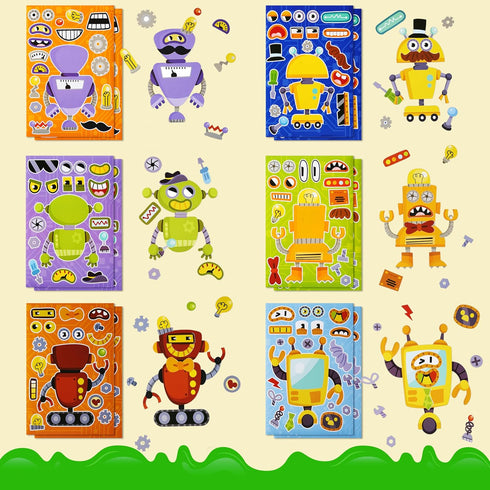24 9"x6" JOYIN Sheets Make a face Stickers for Kids, Make Your Own Robot Stickers, Party Favors Kids Crafts, Goodie