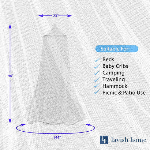 Hammocks, 75-31215 Trademark Global Mosquito Repelling Net for Beds, and Cribs - Insect Protection Hanging Canopy
