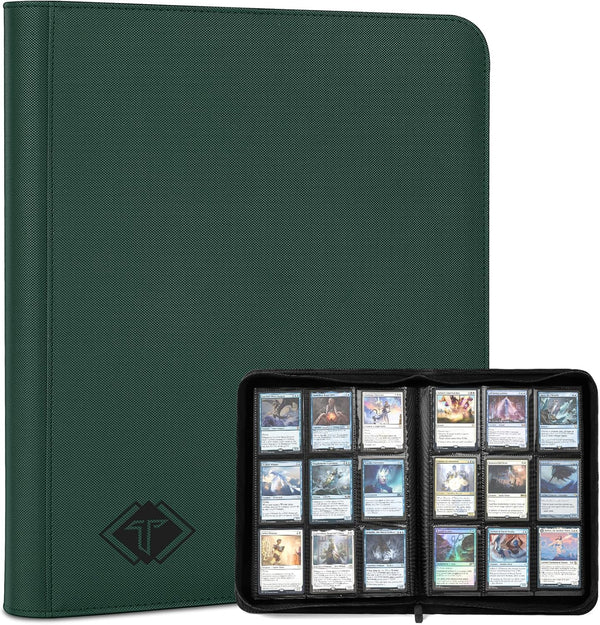 TiopLior Zip MTG Card Binder, 9 Pocket Card Album for TCG Baseball Football Sports Card, 432 Side Loading Pocket (green)