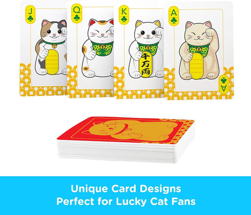 AQUARIUS Lucky Cat Playing Cards - Themed Deck for Your Favorite Card Games - Poker Size with Linen Finish
