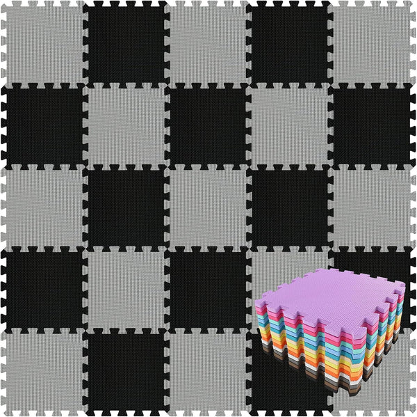 qqpp EVA Rubber 18 Tiles Interlocking Puzzle Foam Floor Mats - Baby