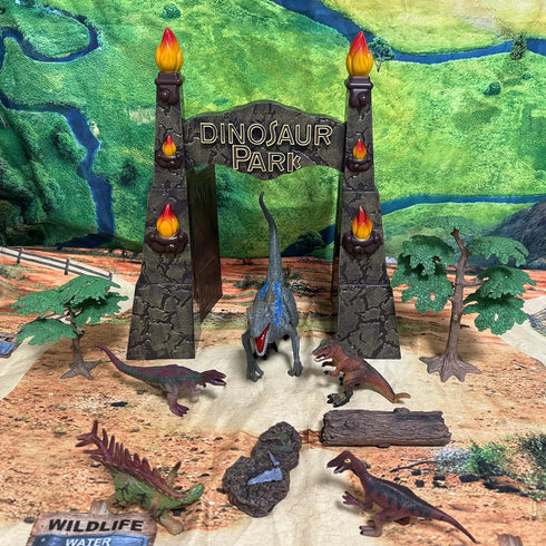 Dinosaur Toys for Kids 3-7, Realistic Jurassic Figures with Park Gate, Educational Play Set for Boys & Girls