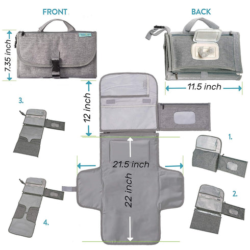 Kopi Baby Portable Diaper Changing Pad - Baby Diaper Changer Travel Bag with Wipes Pocket, Smart Design Portable