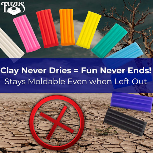 Extra Soft, Endlessly Reusable Kids Modeling Clay, 10 Pk. Non-Toxic, Rainbow Color Play Dough Blocks for Creative Fun