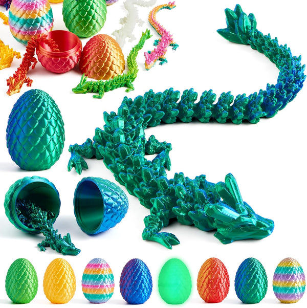 JOYIN 8Pcs 3D Printed Dragon Eggs with Laster Color Dragon, Articulated Magic