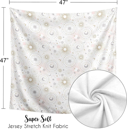 Sweet Jojo Designs Star and Moon Baby Girl Swaddle Blanket Jersey Stretch Knit for Newborn or Infant Receiving Security