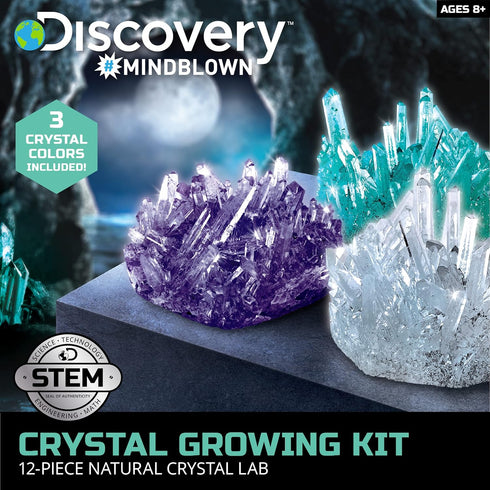 Discovery #MINDBLOWN 12-Piece Lab Crystal Growing Kit, Grow Colored Crystals, Fun STEM Educational Set