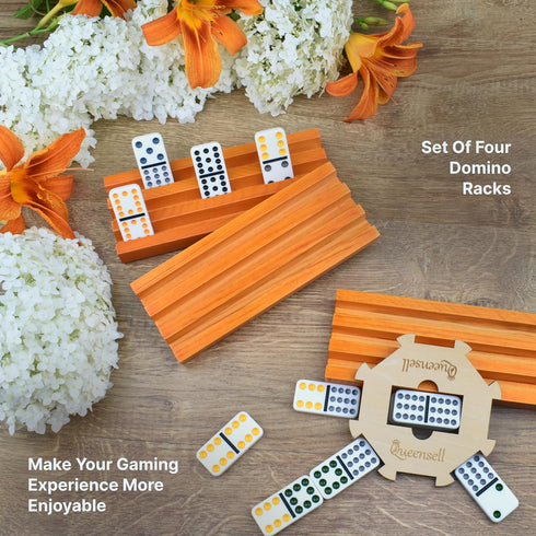 Set 4 Queensell Domino Holders for Mexican Train - Domino Trays of - Mexican Train Accessories - Domino Racks from