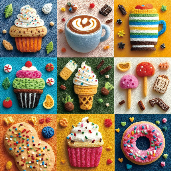 500 Piece Puzzle for Adult Embroidery Desserts Jigsaw Puzzle Cupcakes Coffee Ice