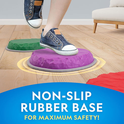 NATIONAL GEOGRAPHIC Stepping Stones for Kids, Durable Non-Slip Balance Stones for Toddler Gross Motor Skills, Indoor &