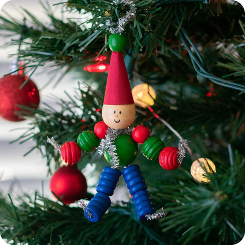 READY 2 LEARN Christmas Crafts - Create Your Own Bead Elves - Set of 4 DIY Ornaments for Kids Decoration