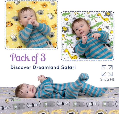 (3 Pack) Set, 52 28 9 Fitted Nautical Crib Sheets by GROW WILD - Jersey Knit Cotton Crib Sheet for Boys, Toddler Bed