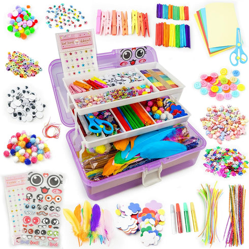 SMILESSKIDDO Arts Craft Supplies for Kids - 1000+ PCS Toddler DIY Craft