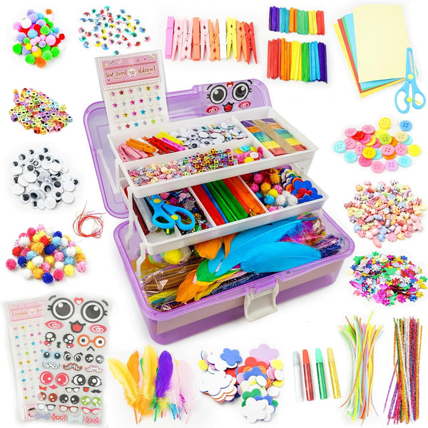 SMILESSKIDDO Arts Craft Supplies for Kids - 1000+ PCS Toddler DIY Craft