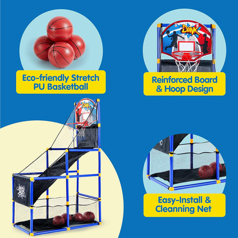 JOYIN Arcade Basketball Game Set, Indoor/Outdoor Sport Play with 4 Balls and Hoop for Kids 3 to 12 Years Old