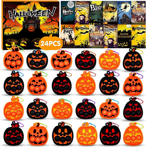 Halloween Party Favors for Kids 24 PCS Halloween Pumpkin Pop Fidget Toys,Halloween