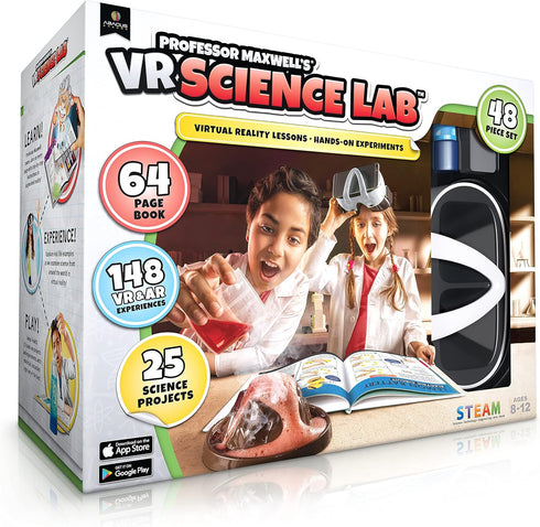 Professor Maxwell's VR Science Lab - Virtual Reality Kids Science Kit, Interactive STEM Learning Activity Set with